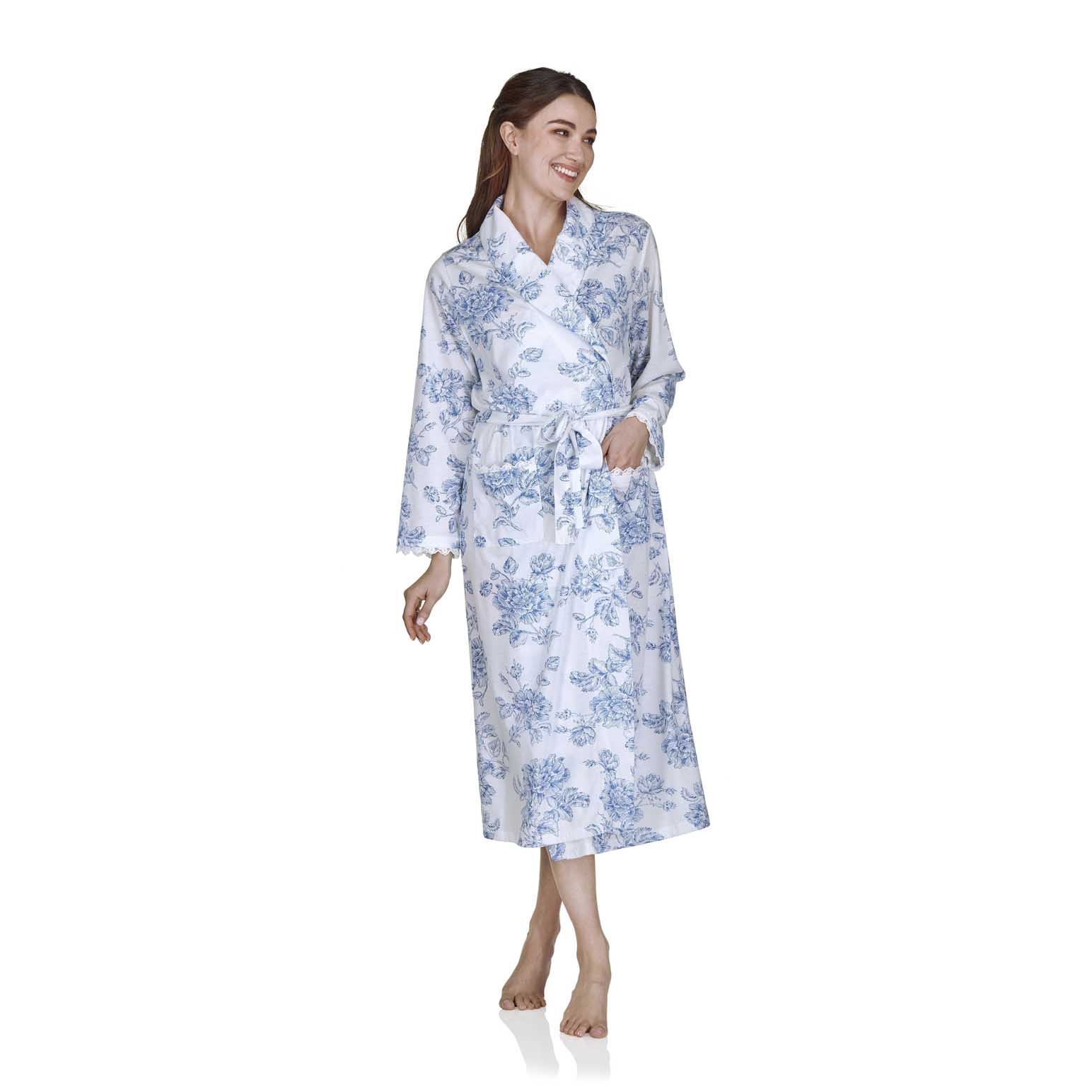 La Marquise Vintage Bouquet Wrap Over Shawl Collar Robe